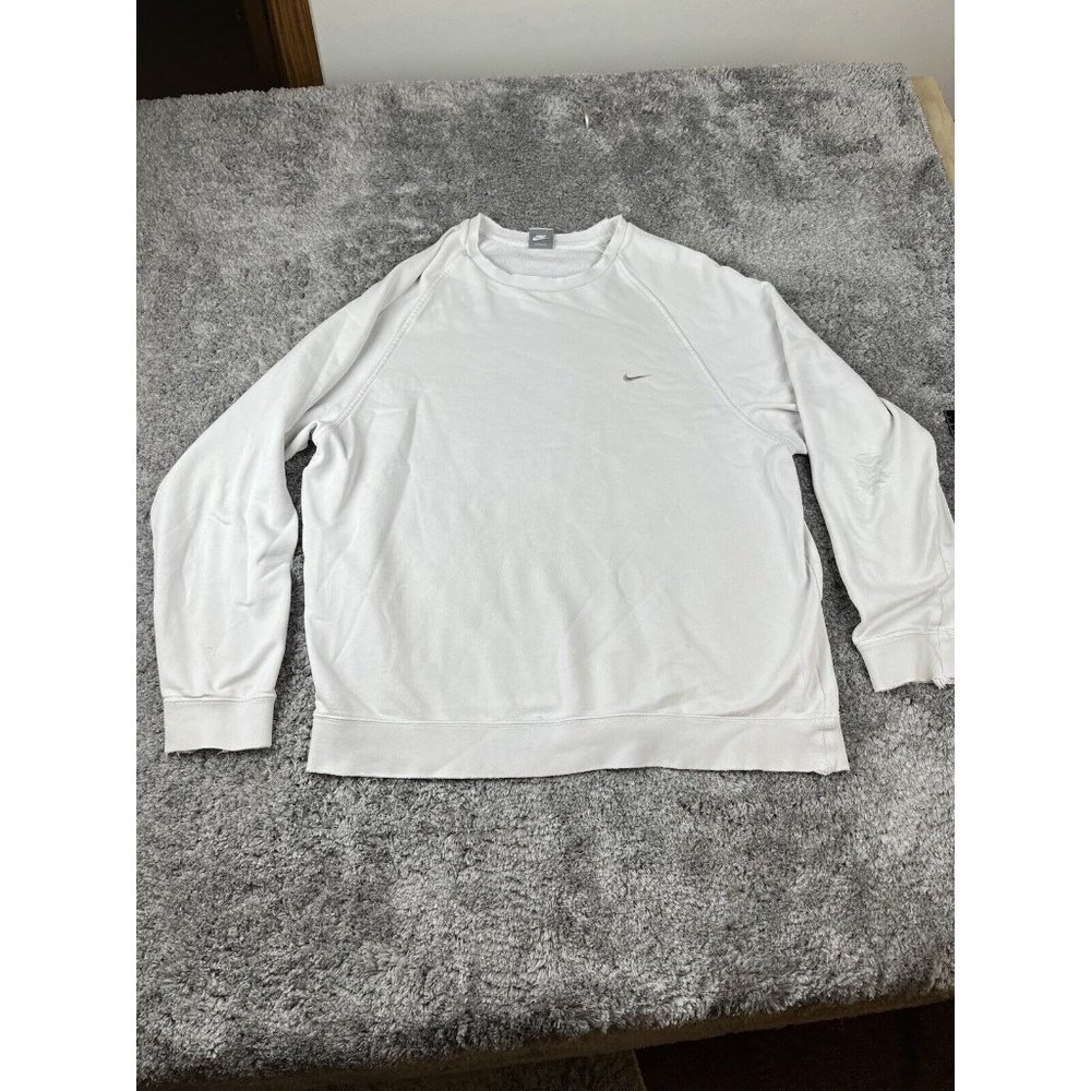 White Vintage Nike Distressed sweater silver tag XL worn out condition 1/1